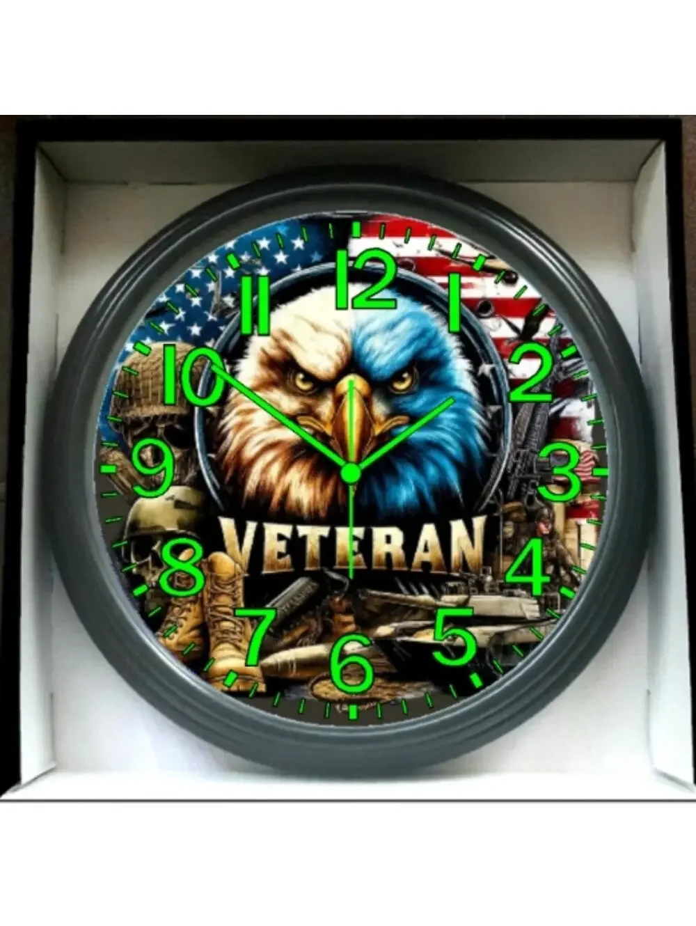 Veteran Glow In The Dark Wall Clock New!